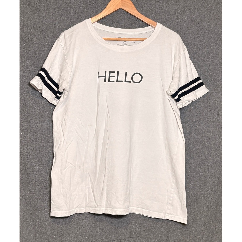 Adele 25 World Tour 2016 Hello Concert T-Shirt White Varsity Stripe XL